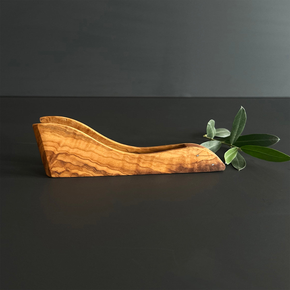 Artisan Olive Wood Kitchen Tongs, Anti-bacterial Serving Utensil