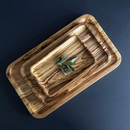 Personalized Olive Wood Serving Tray, Handmade Olive Wood Tray