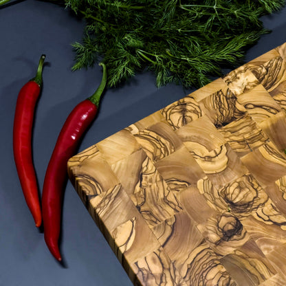 Handmade Olive Wood Cutting Board and Chef's Knife Set, Personalized Kitchen Gift