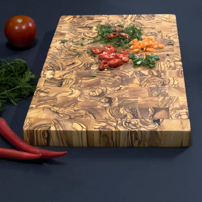 Handmade Olive Wood Cutting Board and Chef's Knife Set, Personalized Kitchen Gift