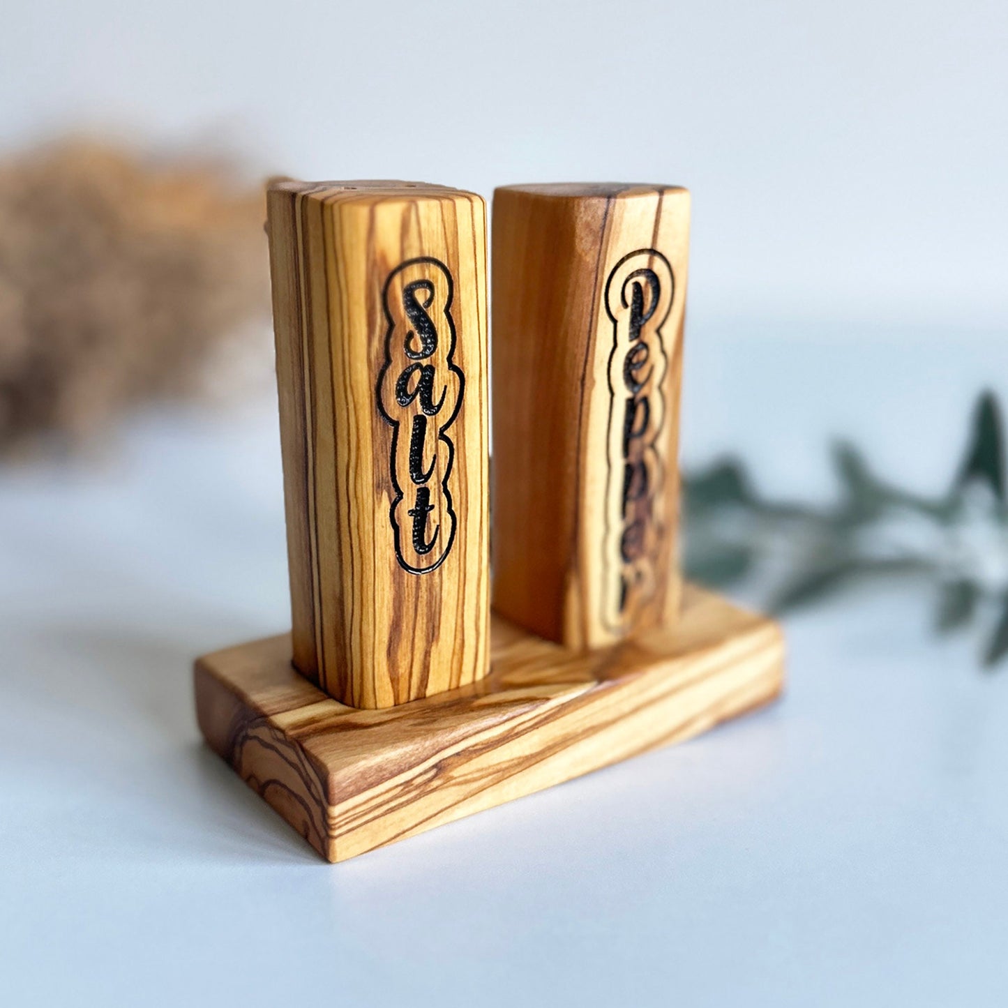 Olive Wood Salt & Pepper Shaker, Olive Wood Shaker, Authentic Wooden Salt and Pepper Shaker, Natural Wooden Salt Shaker set