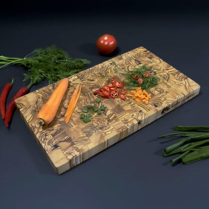 Handmade Olive Wood Cutting Board and Chef's Knife Set, Personalized Kitchen Gift