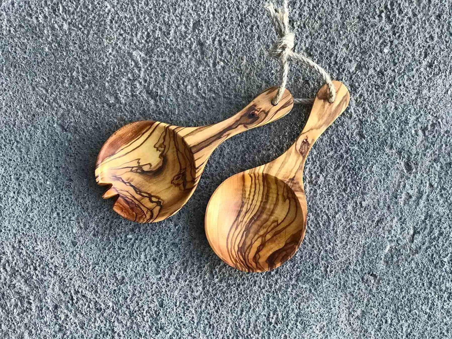 Olive Wood Salad Spoon Set, Small Olive Wood Spoons, Handmade Gift