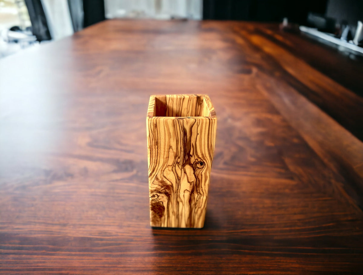 Handmade Olive Wood Utensil Holder, Authentic Kitchenware