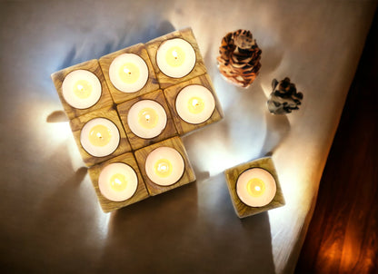 Olive Wood Tealight Candle Holder, Rustic Home Decor