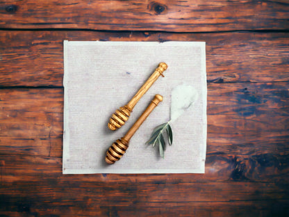 Olive Wood Honey Spoon Set of 2, Authentic Honey Dippers, Wooden Jam Dipper, Stylish Honey Spoon, Live Olive Wood Spoon, Rustic Honey Dipper