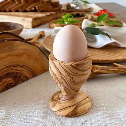 Handmade Olive Wood Egg Holder, Natural Grain, Set of 2