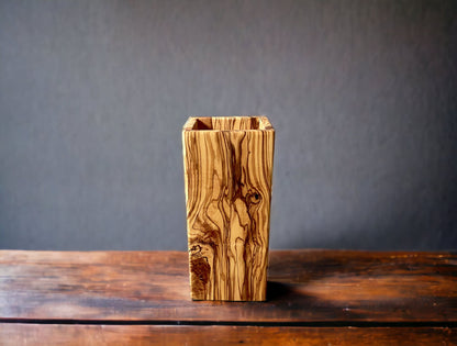 Handmade Olive Wood Utensil Holder, Authentic Kitchenware