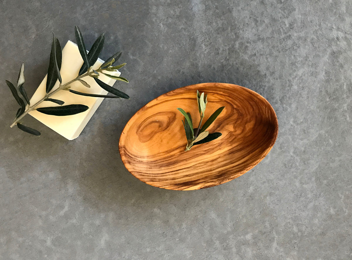 Rustic Olive Wood Soap Dish, Authentic Wooden Soap Holder