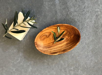 Rustic Olive Wood Soap Dish, Authentic Wooden Soap Holder