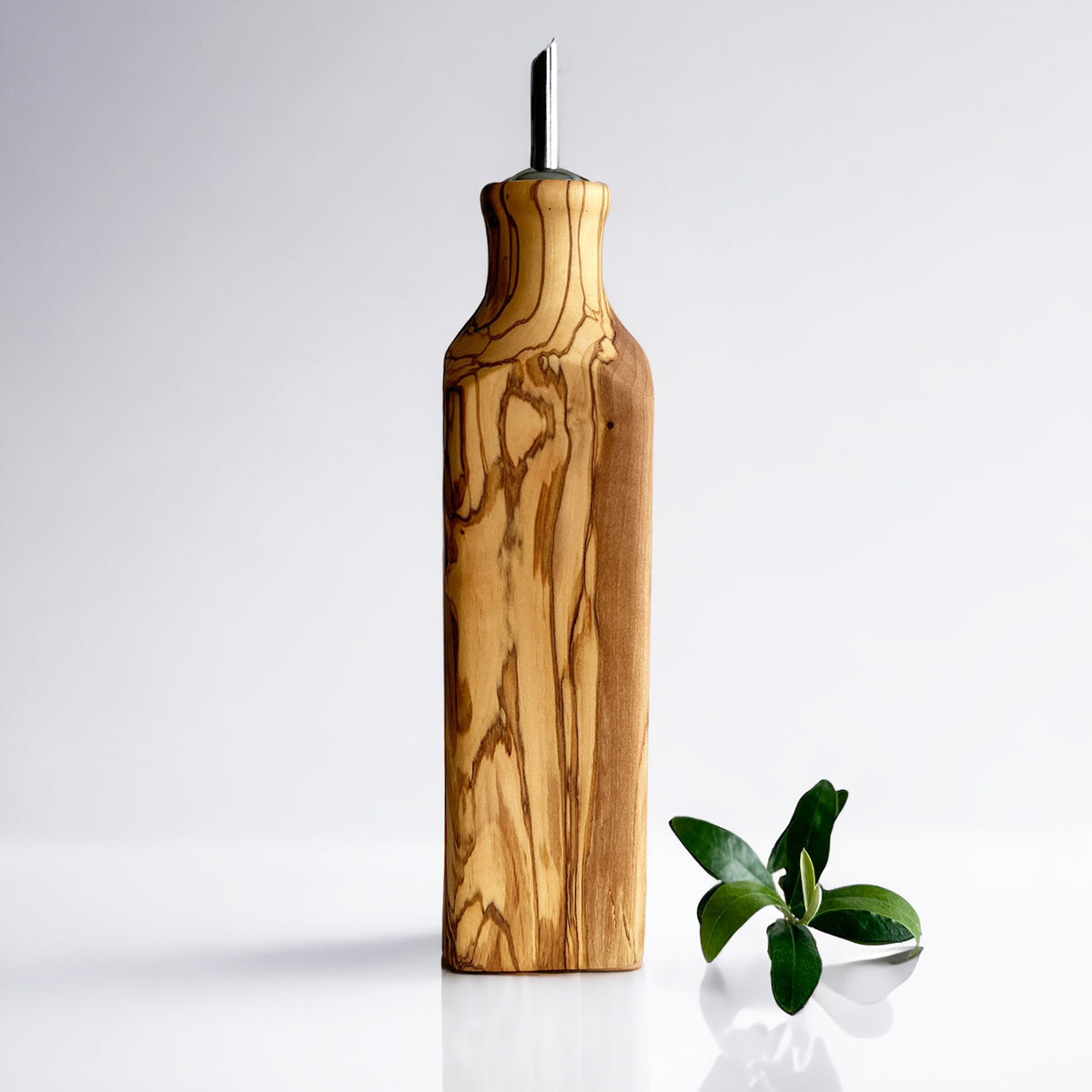 Olive Wood Oil Bottle with Glass Liner – Rustic Kitchen Cruet