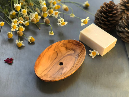 Rustic Olive Wood Soap Dish, Authentic Wooden Soap Holder