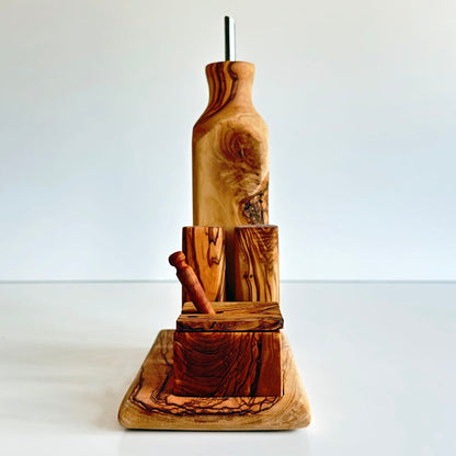 Handcrafted Olive Wood Dining Table Condiment Set - Menage Set