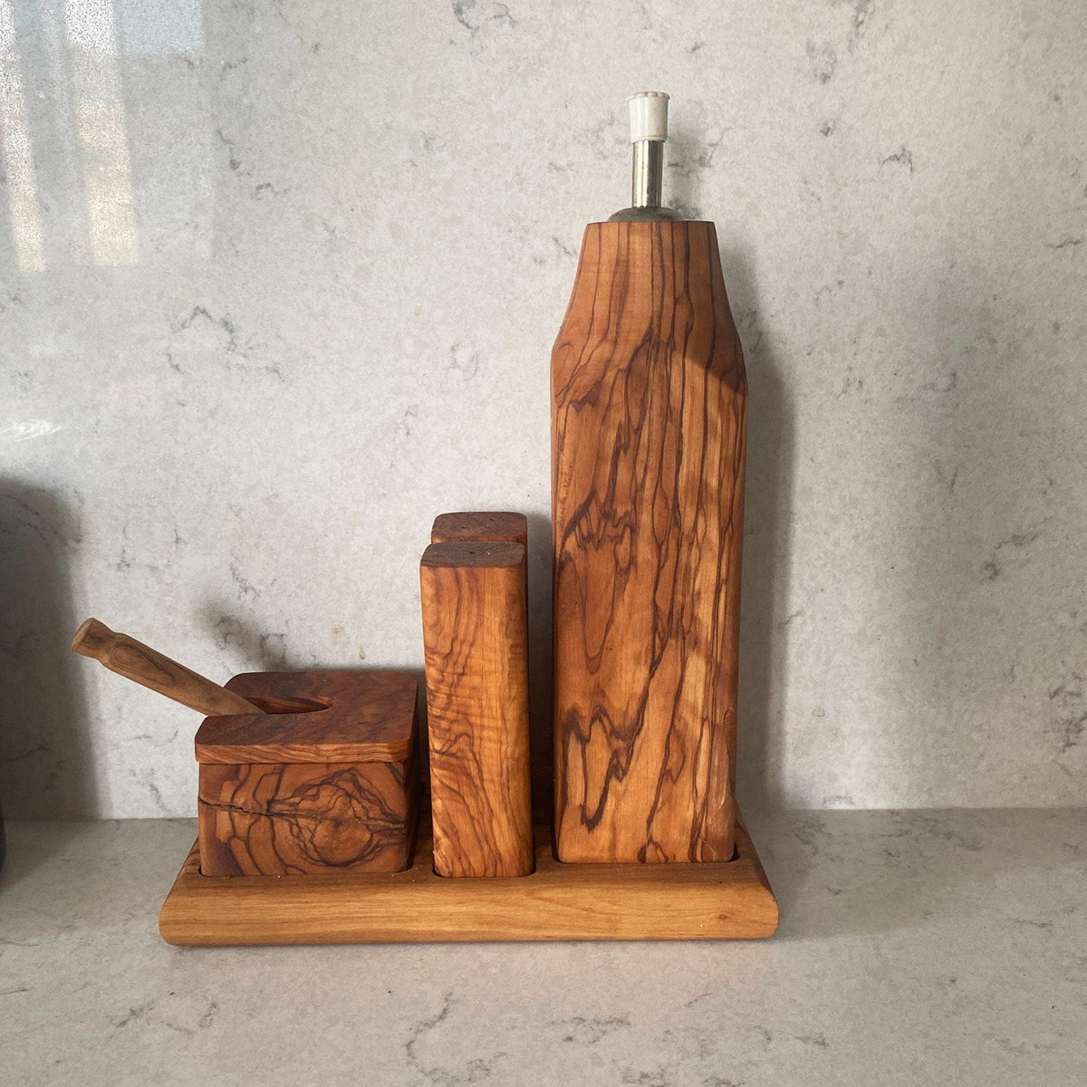 Handcrafted Olive Wood Dining Table Condiment Set - Hector Menage Set