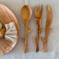 Handmade Olive Wood Cutlery Set, Stylized Spoon, Fork and Knife