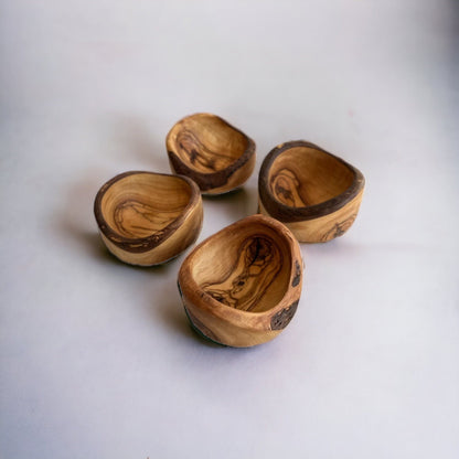 Olive Wood Rustic Bowls, Natural Wooden Edge Bowl 10 cm / 3,94 "