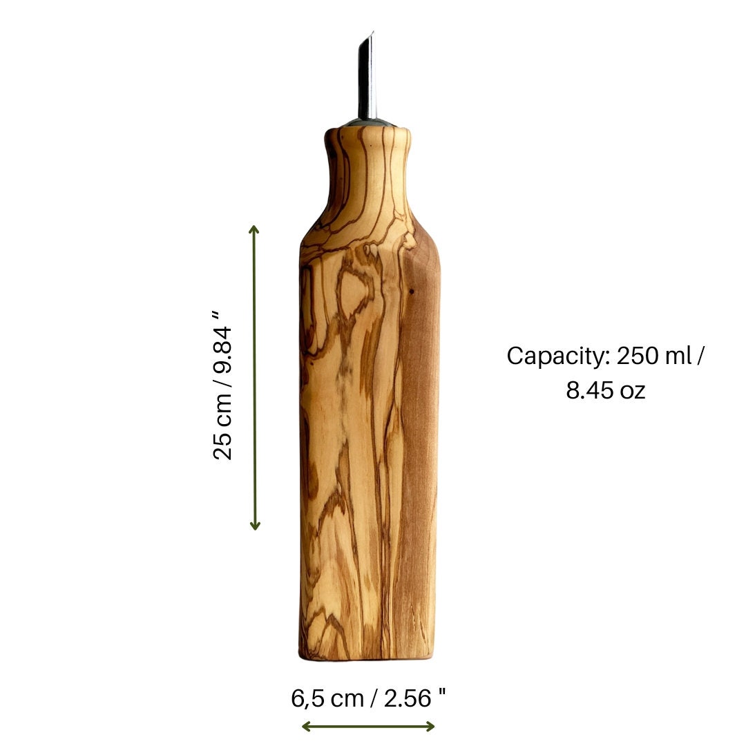 Olive Wood Oil Bottle, Handmade Olive Wood Oil Dispenser, Christmas Gift