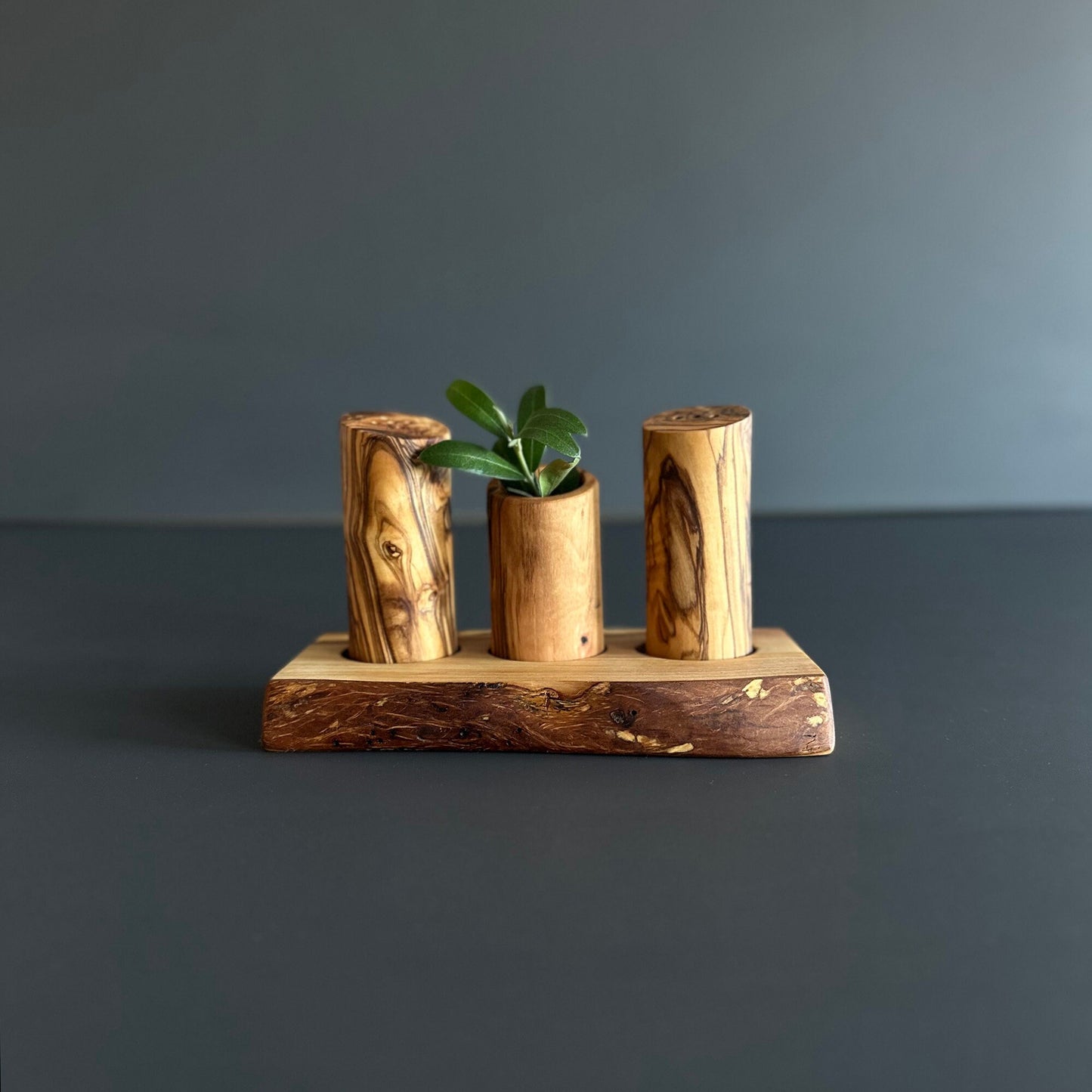 Olive Wood Salt and Pepper Shaker with Napkin Holder, Authentic Wooden Table Set, Natural Wooden Salt shaker, Wooden salt and pepper shaker