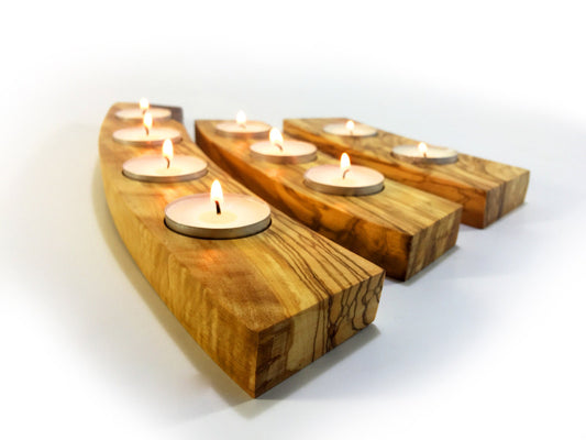 Olive Wood Tealight Holders Set of 3 | Gift For The Home