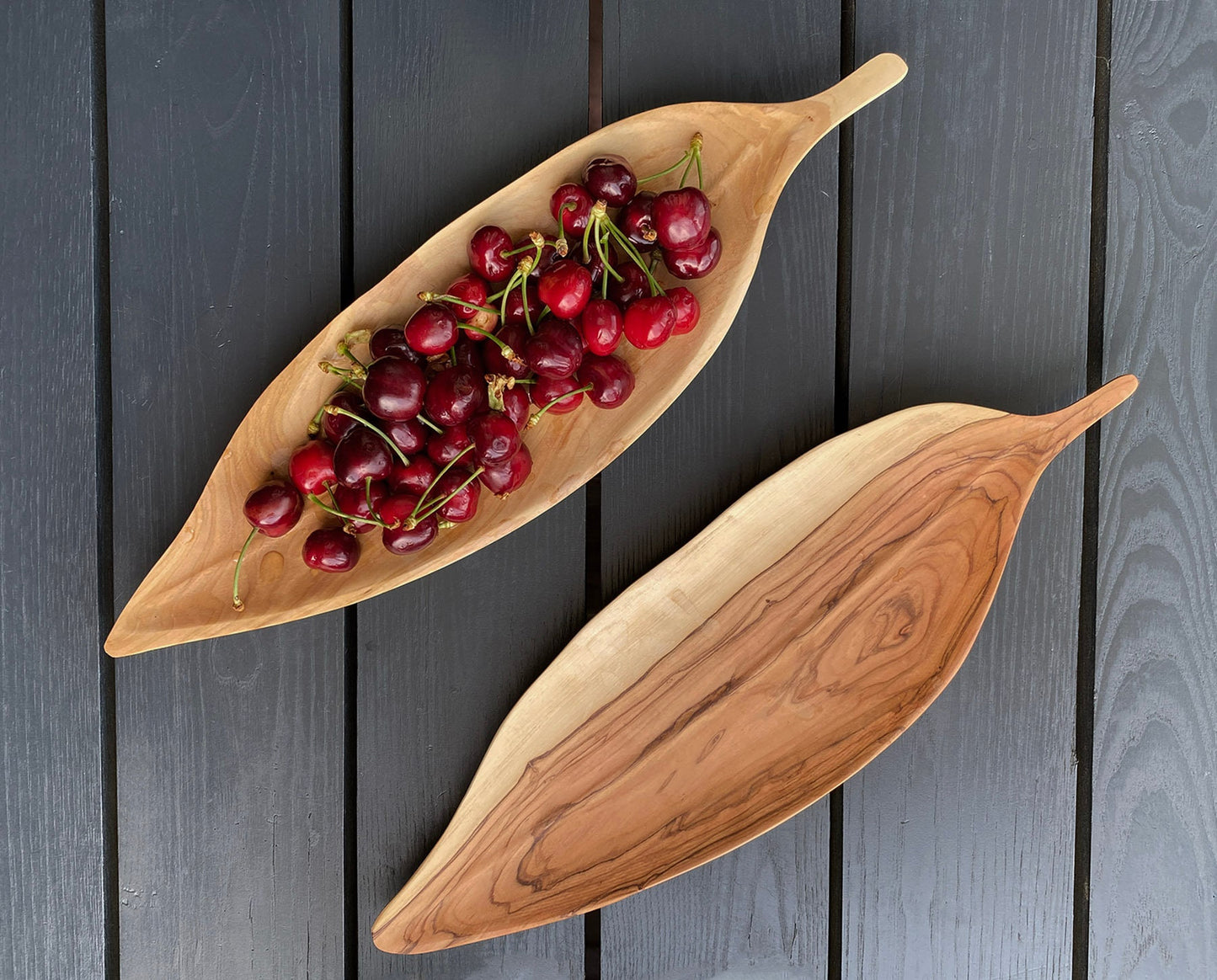 Olive Wood Serving Plates, Wooden Leaf Formed Plate, Decorative Plates, Kitchen gifts