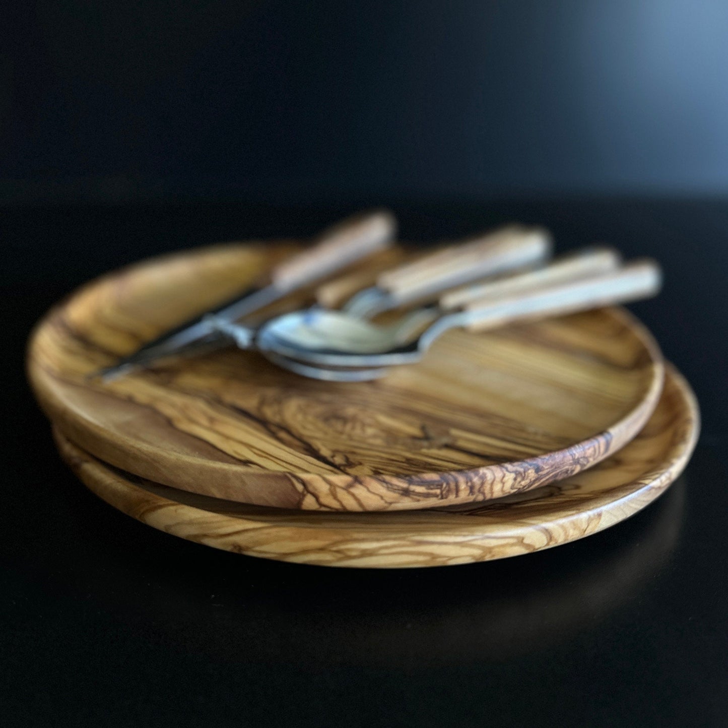 Handmade Olive Wood Dining Set - 2 Persons, Dinnerware Set , Dinner Set, Wood Set of Kitchen dishes for two, Tableware Sets