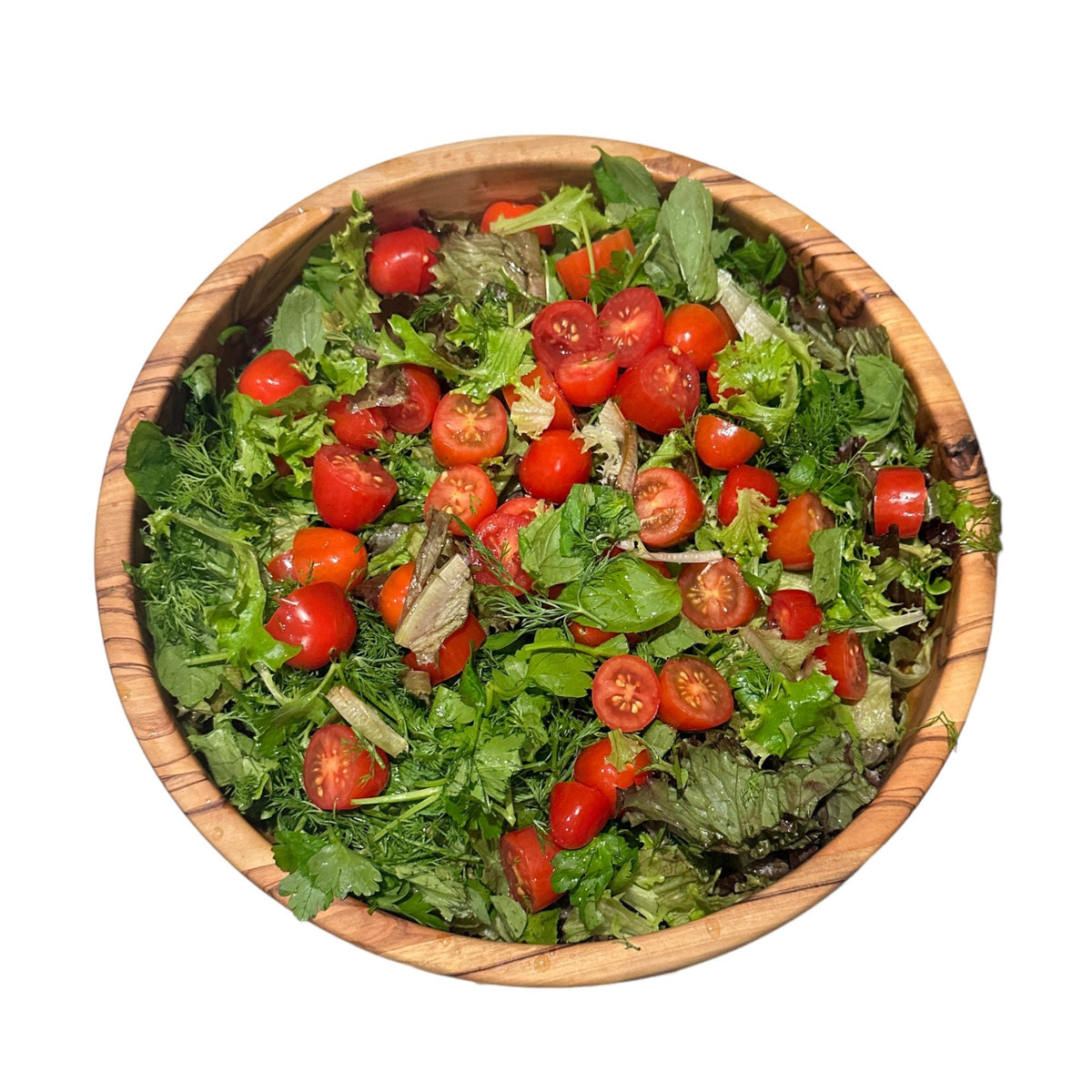 Handmade Olive Wood Salad Bowl - 11 Inch Serving Bowl with Servers