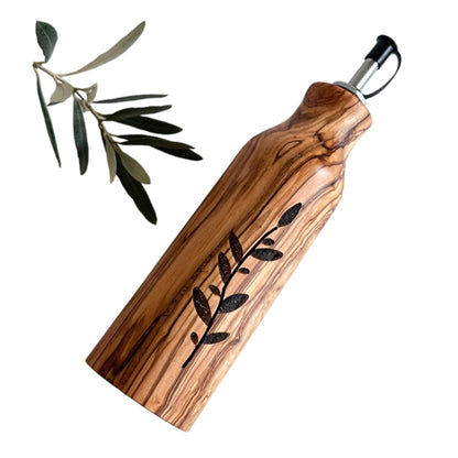 Olive Wood Oil and Vinegar Bottle - Elegant and Functional Kitchen Decor