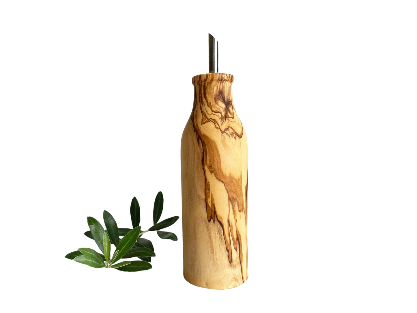 Handcrafted Olive Wood Oil and Vinegar Bottle - Elegant and Functional Kitchen Decor