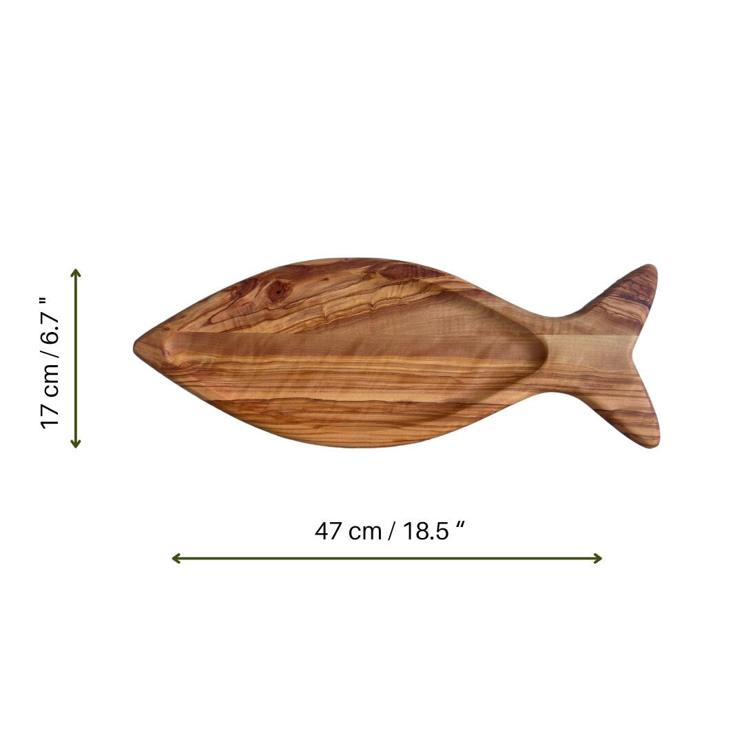 Handcrafted Olive Wood Fish-Shaped Plates