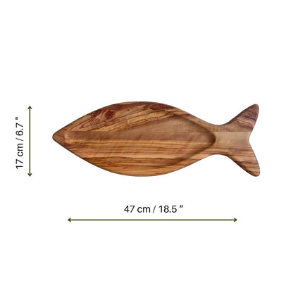 Handcrafted Olive Wood Fish-Shaped Plates - Decorative Wooden Plates - Gift For Mom