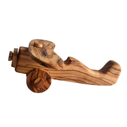 Personalized Olive Wood Toy Airplane, Natural Safe Wooden Toy