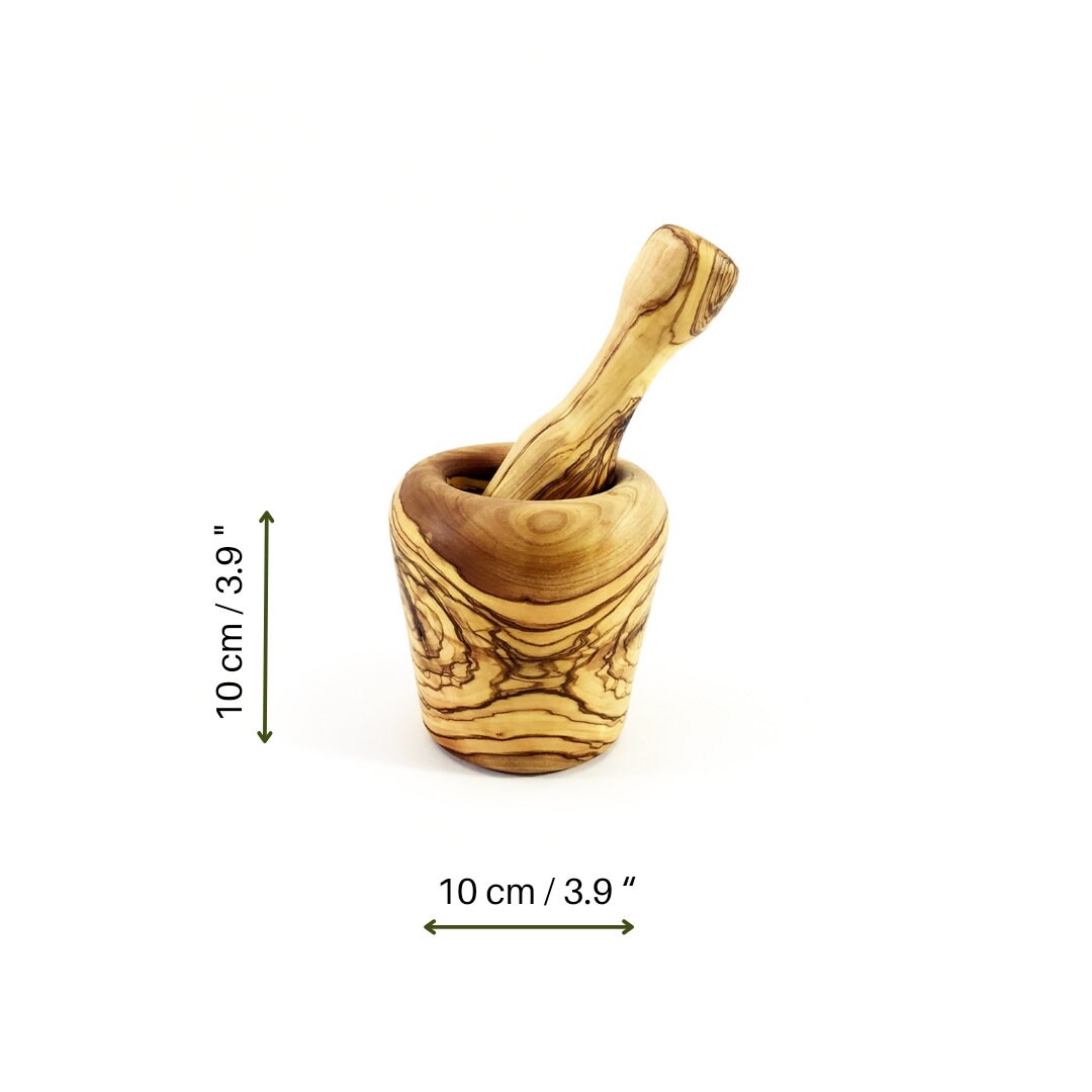 Olive Wood Mortar and Pestle, Carved Rustic Wooden Mortar, Authentic Mortar and Pestle, Luxurious Mortar, Natural Olive Wood Mortar