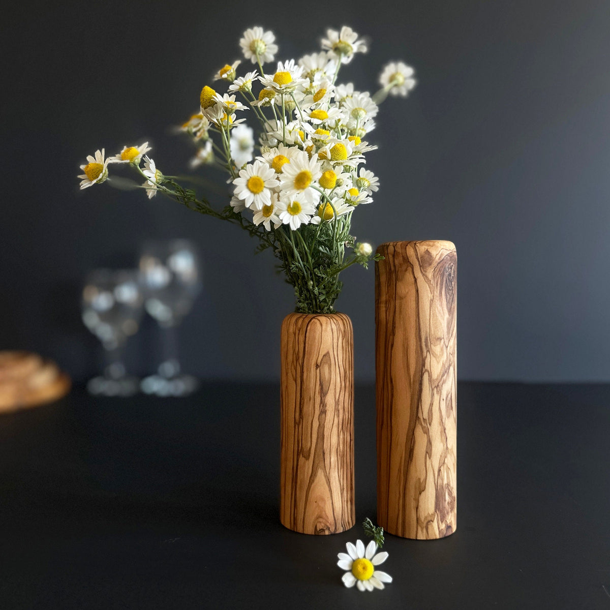 Olive Wood Minimalist Vase Set | Olive Wood Vases | Gift for The Home