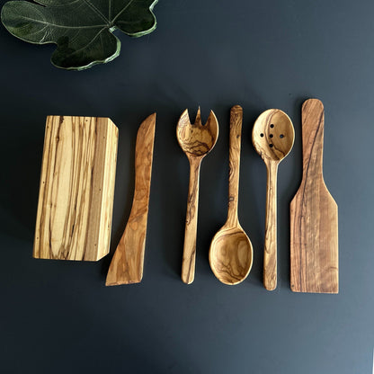 Handcrafted Olive Wood 6-Piece Kitchen Utensil Set I New Home Gift I Mother's day Gift