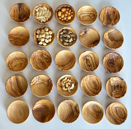 Bulk Olive Wood Dipping Bowls, Rustic Pinch Bowls, Small Serving Dishes