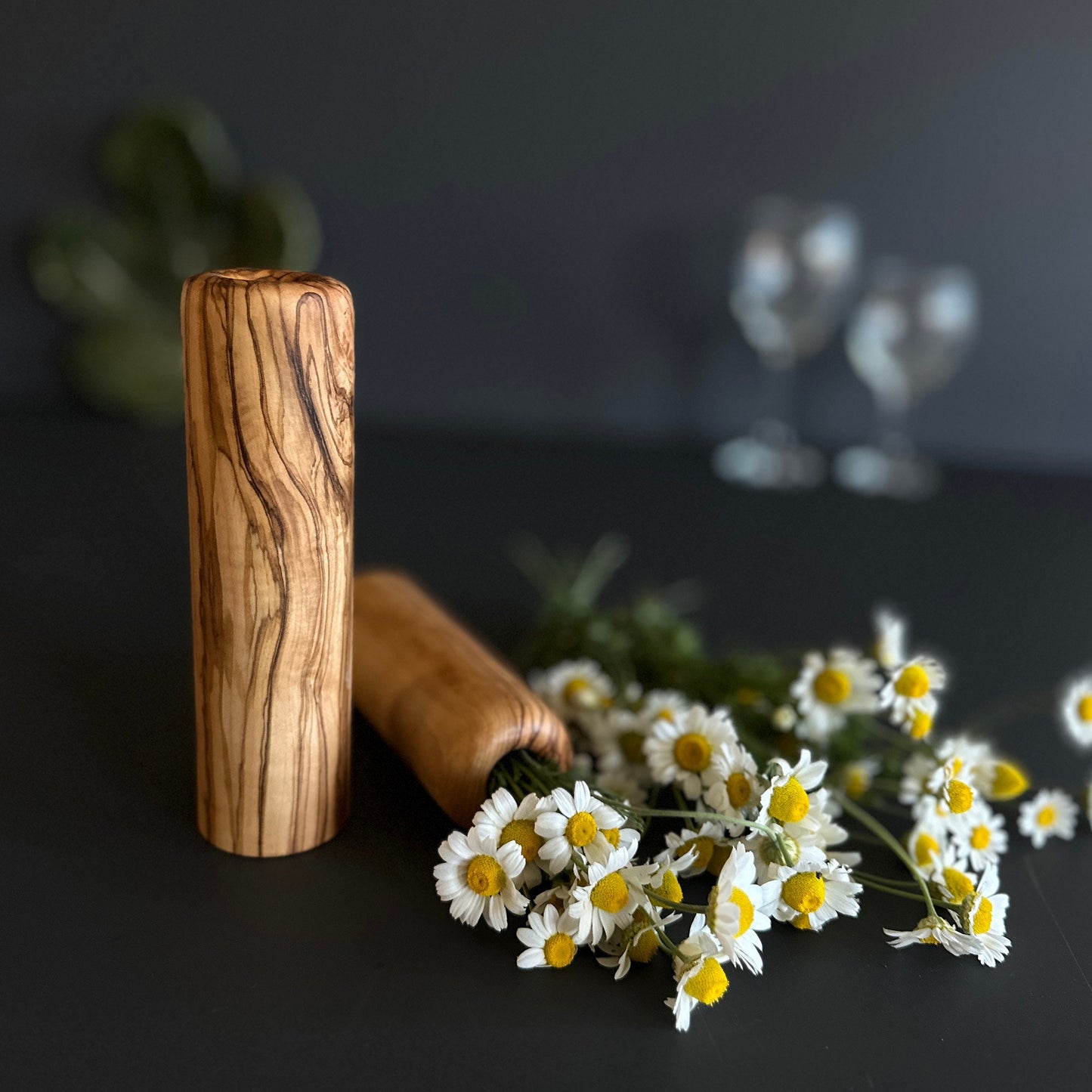 Olive Wood Minimalist Vase Set, Olive Wood Vases