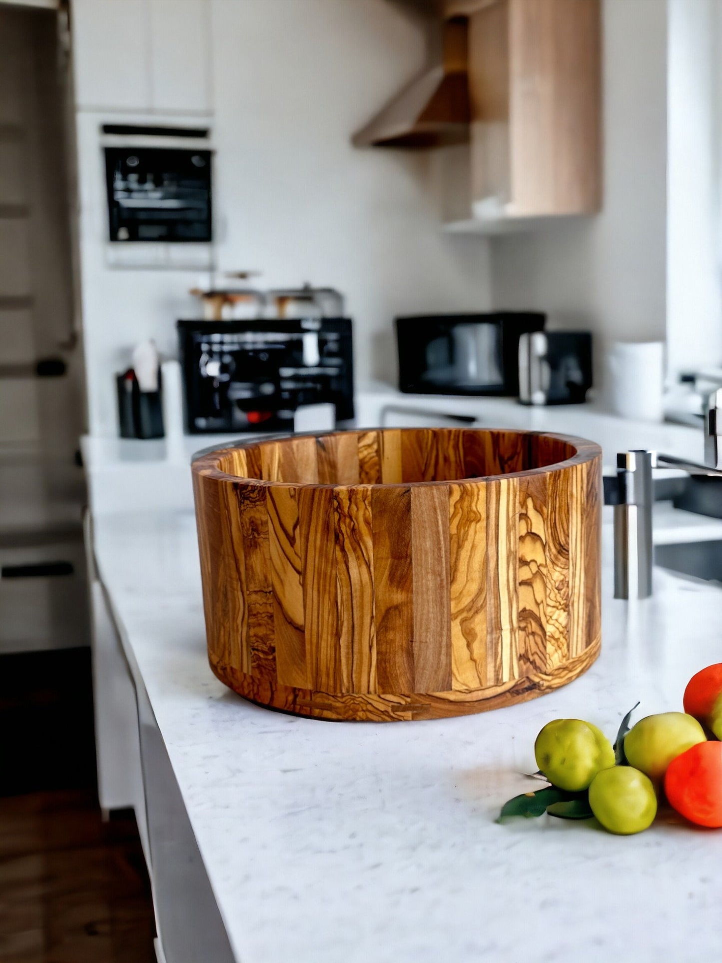 Handmade Olive Wood Salad Bowl - 10.2 Inches with servers, Unique Gift, Handcrafted Olive Wood Bowl, Large Olive Wood Serving Bowl