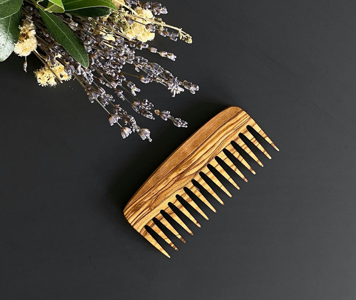 Personalized Olive Wood Wide Tine Hair Comb, Handmade Beauty Comb