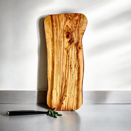 Natural Olive Wood Cutting Board, Live Edge Rustic Charcuterie Board