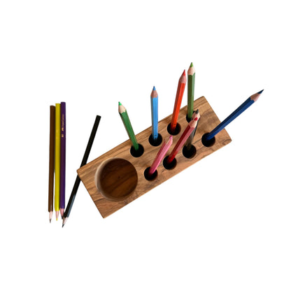 Handmade Customizable Olive Wood Pen Holder | Wood Desk Organizer