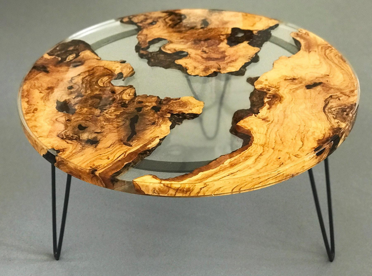 Epoxy Resin Coffe Table | Clear Epoxy Olive Wood Table | Round Epoxy Coffee Table | Custom Order Epoxy Table | Handmade Olive Wood |