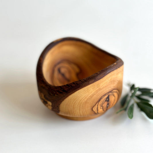 Olive Wood Rustic Bowls, Natural Wooden Edge Bowl, 4 inches Snack Bowl,