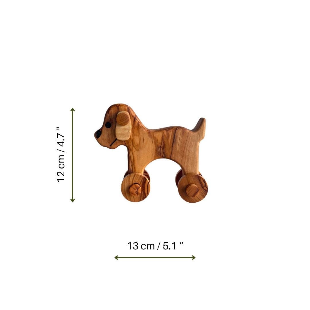 Olive Wood Toy Dog, Wooden Toy, Enviroment Friendly Vegan Toy, Chemical Free Natural Toy Dog, Safe Wooden Toys