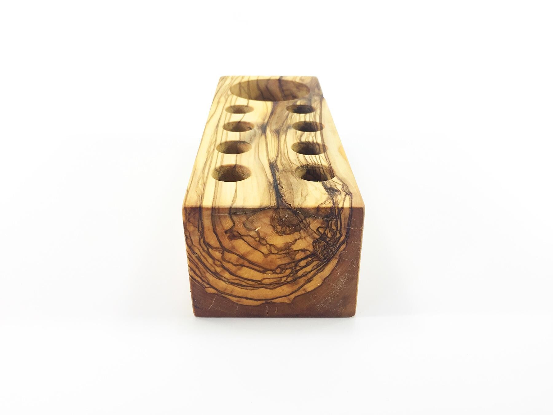 Authentic Olive Wood Pen Holder | Wood Desk Organizer | Handmade Gift