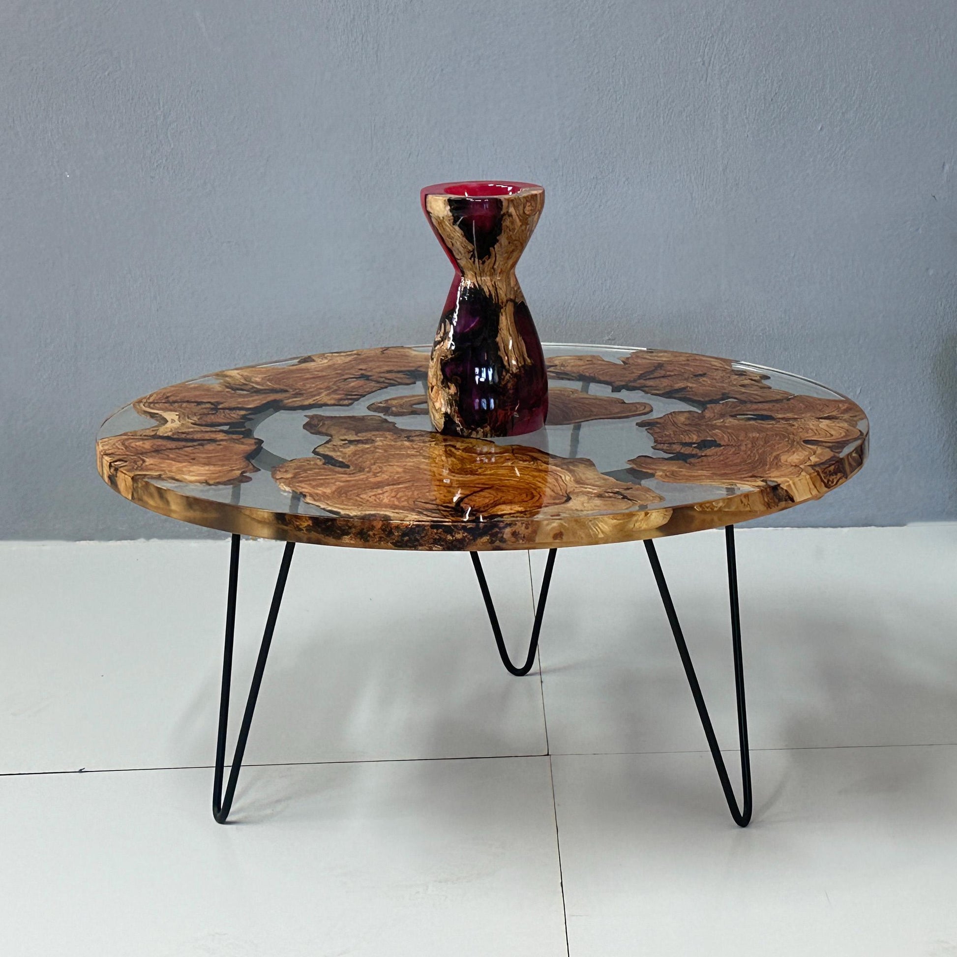 Epoxy Resin Coffe Table | Clear Epoxy Olive Wood Table | Round Epoxy Coffee Table | Custom Order Epoxy Table | Handmade Olive Wood |