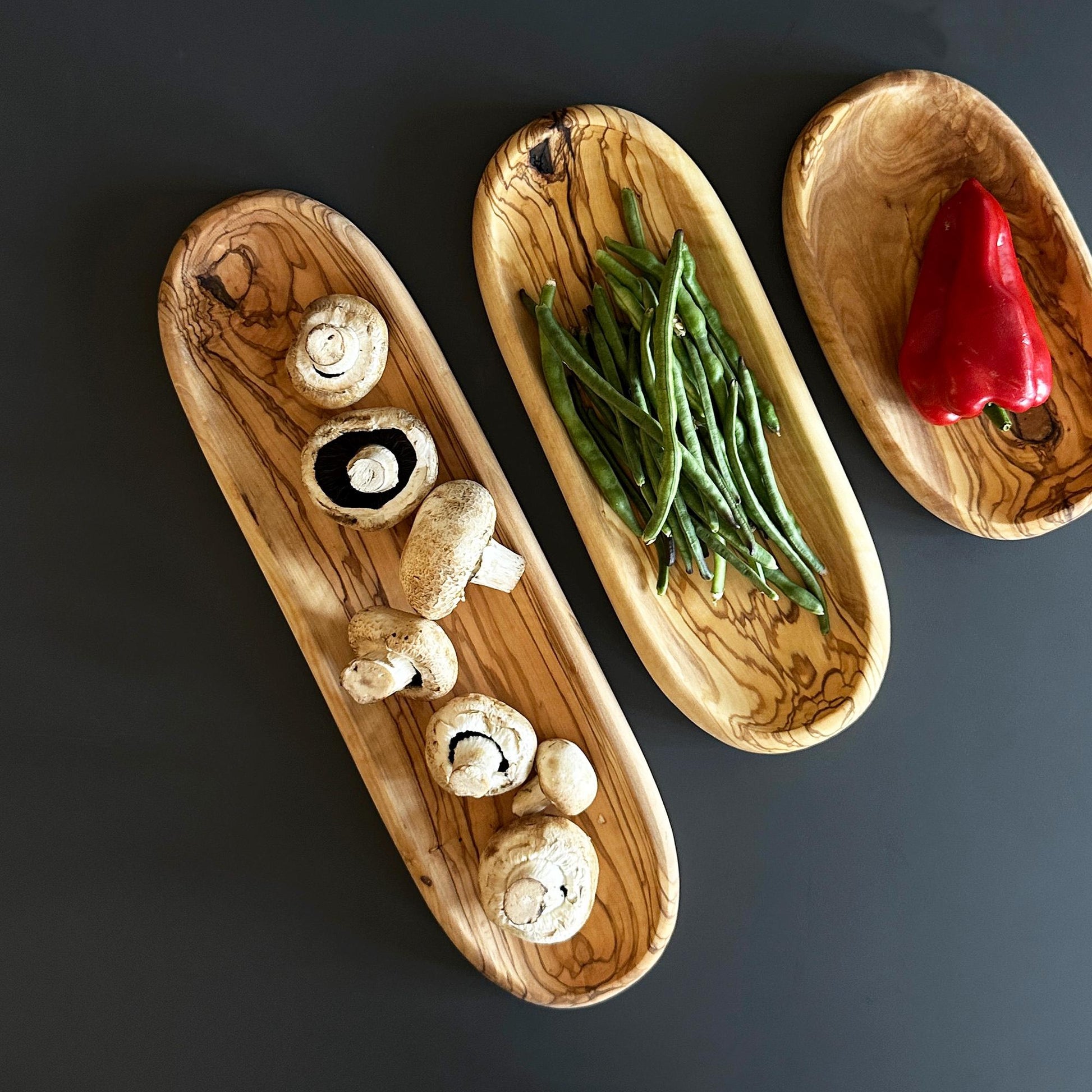 Olive Wood Serving Platter, Long Deep Wooden Platters for Vegetables, Natural Wooden Plate, Authentic Wooden Plate, Olive Wood Platter