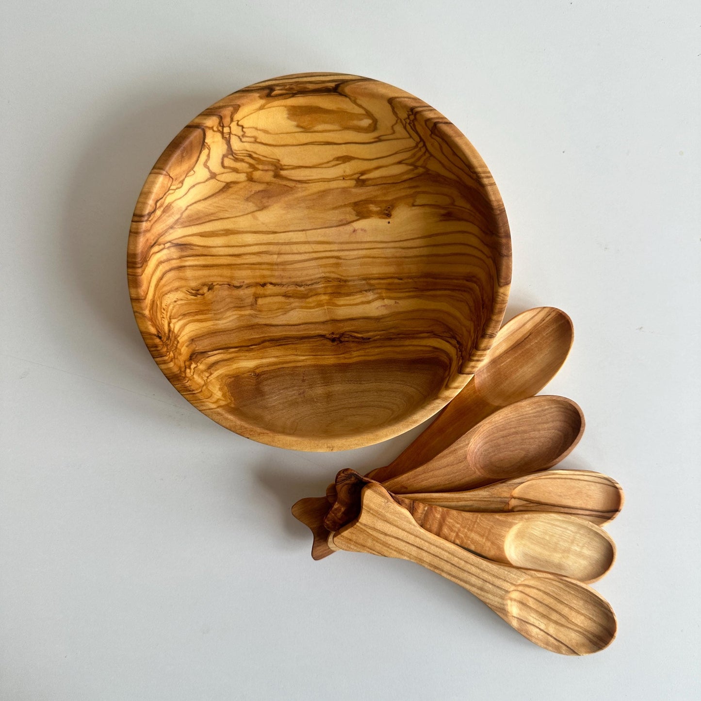 Olive Wood Baby Spoon Set, Wooden Baby Spoon, Anti-bacterial Feeding Spoon