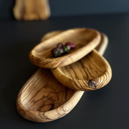 Olive Wood Serving Platter, Long Wooden Vegetable Plate