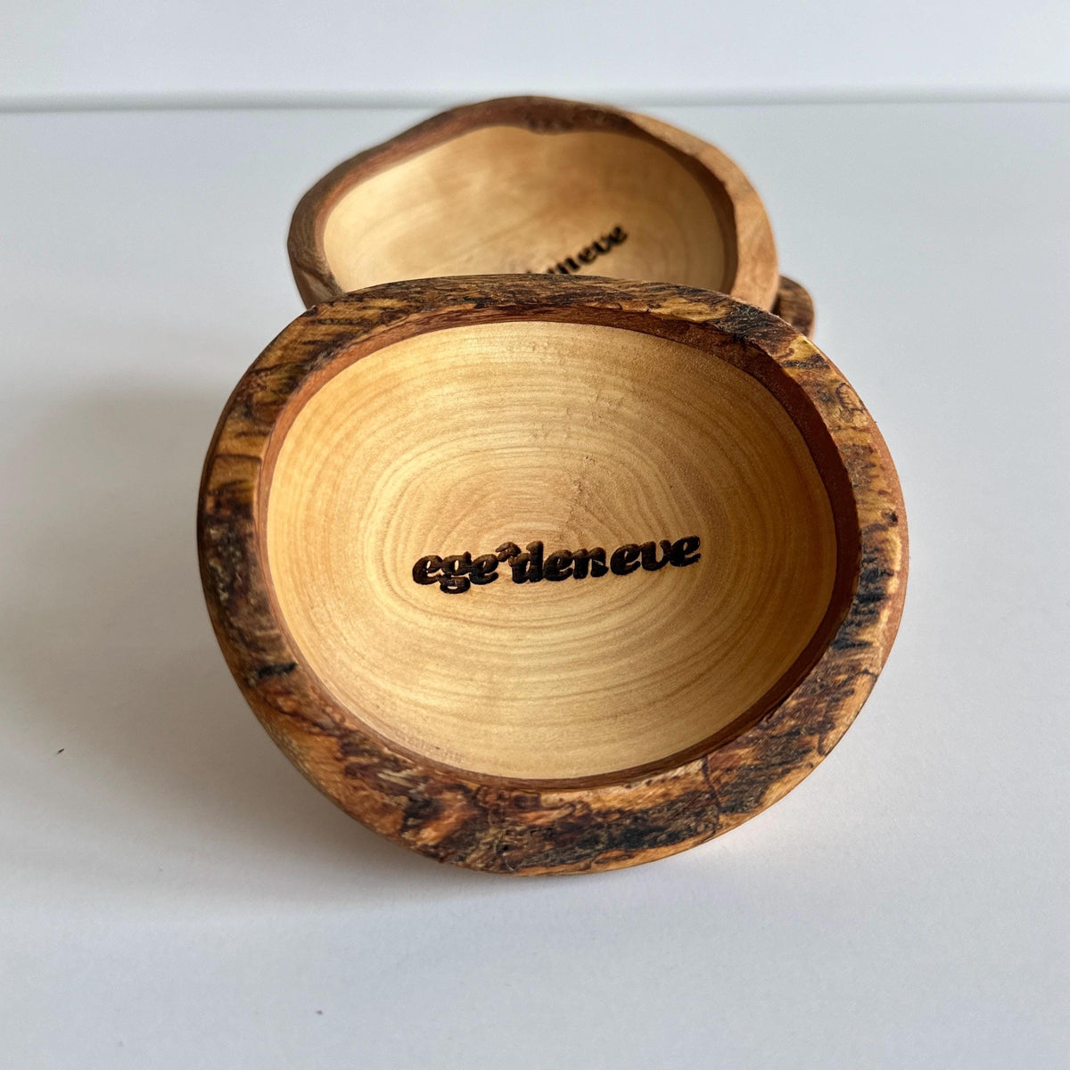 Logo Engraved Olive Wood Mini Dishes | Rustic Wedding Favors