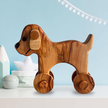 Personalized Handcrafted Olive Wood Toy Dog